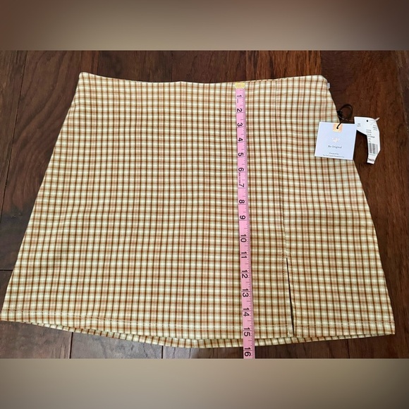 🍃NWT Originality Beige & Brown Gingham Mini Skirt Size XL Made in the USA - Picture 5 of 8